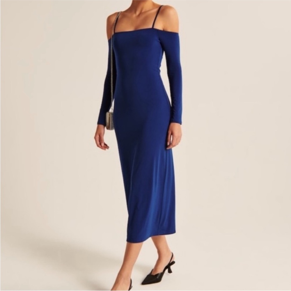 Abercrombie Long-Sleeve Off-The-Shoulder Midi Dres